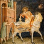 San Martino fresco by Simone Martini San Martino gives half his cloak to a beggar